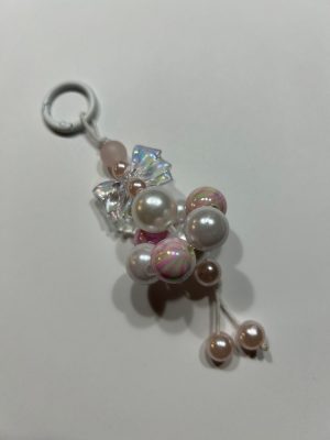 5" Pink Spinning Dangle, glass and acrylic beads