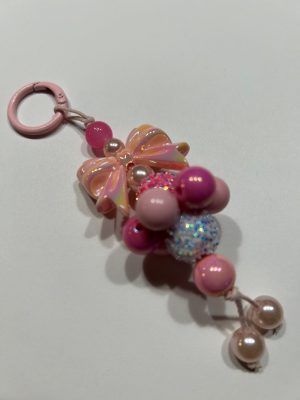 5" Light and Dark Pink Spinning Dangle glass and acrylic beads